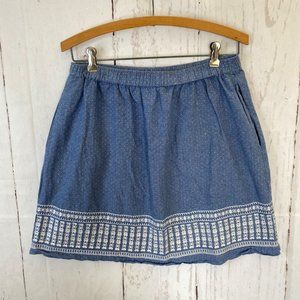 Skies are Blue Denim Embroidery Short Skirt Size M